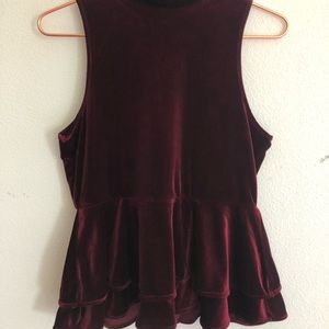 Burgundy Velvet Halter Top